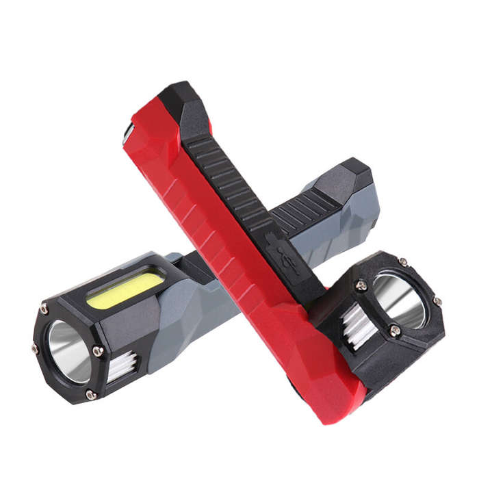 Grey - 8W LED+15W COB 1000LM LED Work Light 500M Long Range Super Bright Flashlight Built-in 18650 b