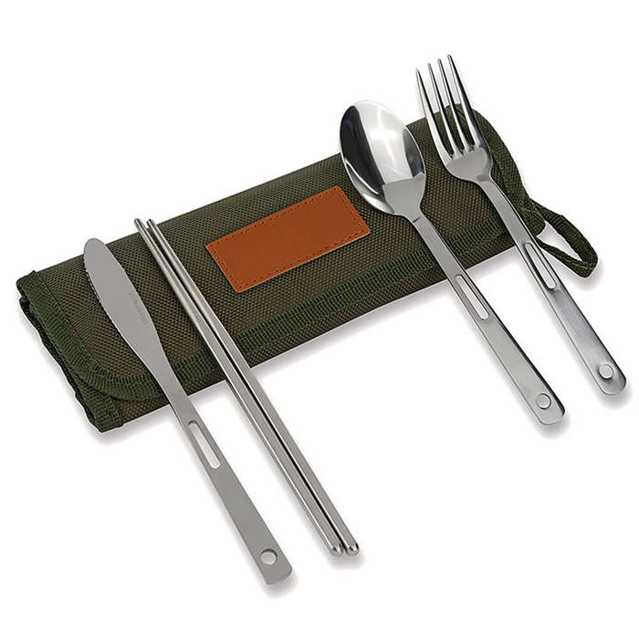 Green - IPRee Cutlery Bag Portable Camping Kitchen Cooking Utensil Set Kitchenware Set Storage Bag K