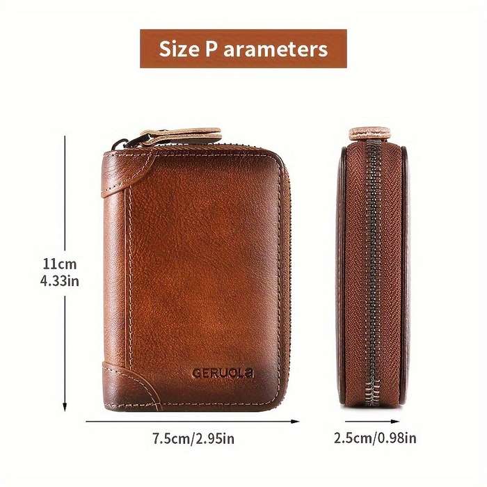 Brown - Ekphero RFID Blocking Genuine Leather Men's Card Holder, Vintage Cowhide Leather Large Capac