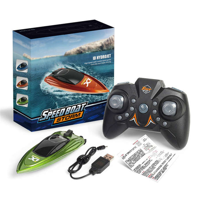 Green - Mini Remote Control High Speed RC Boat Led Light Palm Speed Boat Summer Water Toy Pool Toy
