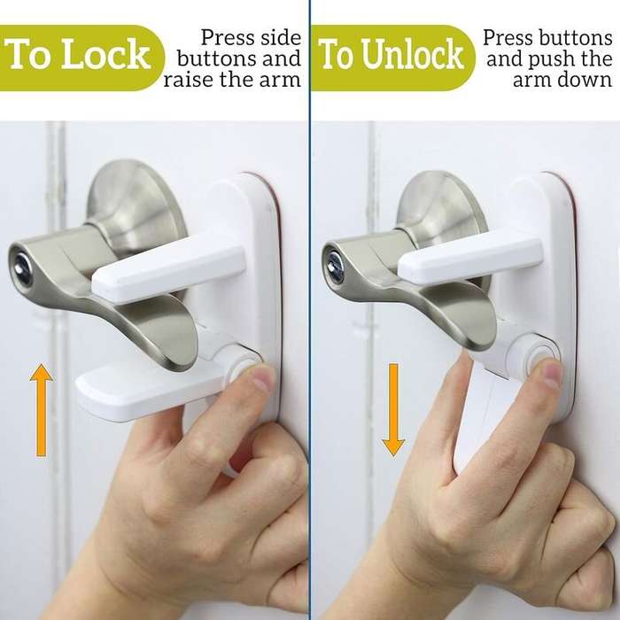 White - 4Pcs Dreambaby Child Protection Door Lever Lock Quick Install 3M Adhesive Toddler Door Safet