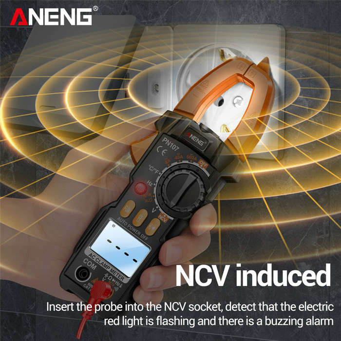 Black - Upgrade ANENG PN107 Multifunctional Clamp Meter with AC/DC Voltage AC Current Resistance Cap