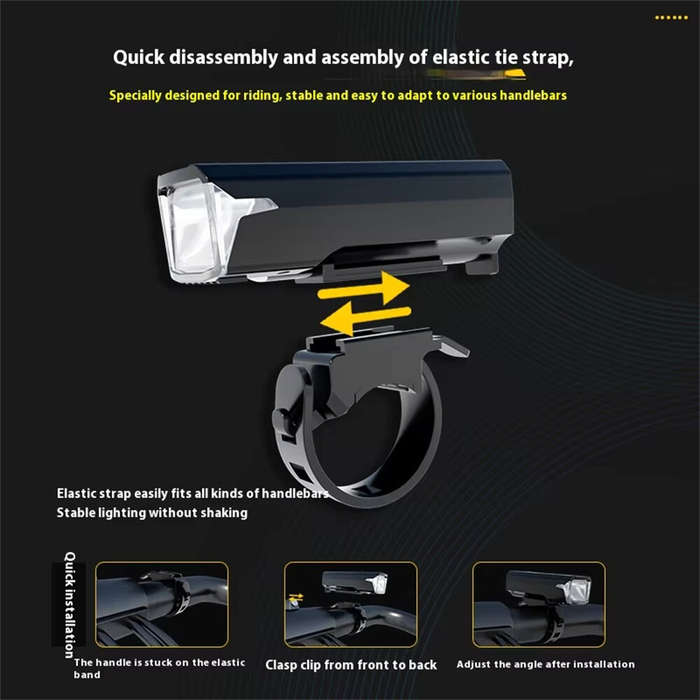 Black - BIKIGHT Intelligent Light-sensing Bicycle Headlight 1500mAh Power Bank Flashlight Handlebar