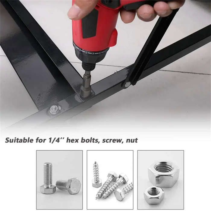 Silver - 10PCS Impact Socket Magnetic Nut Screwdriver Set 6mm-19mm Heat-Treated Chrome Vanadium Stee