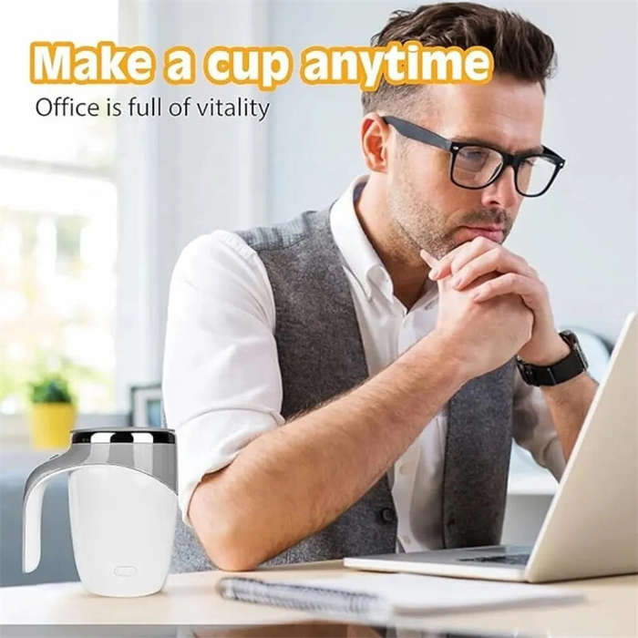 Light Brown - Magnetic Automatic Self Stirring Cup Stainless Steel Temperature Difference Coffee Mix