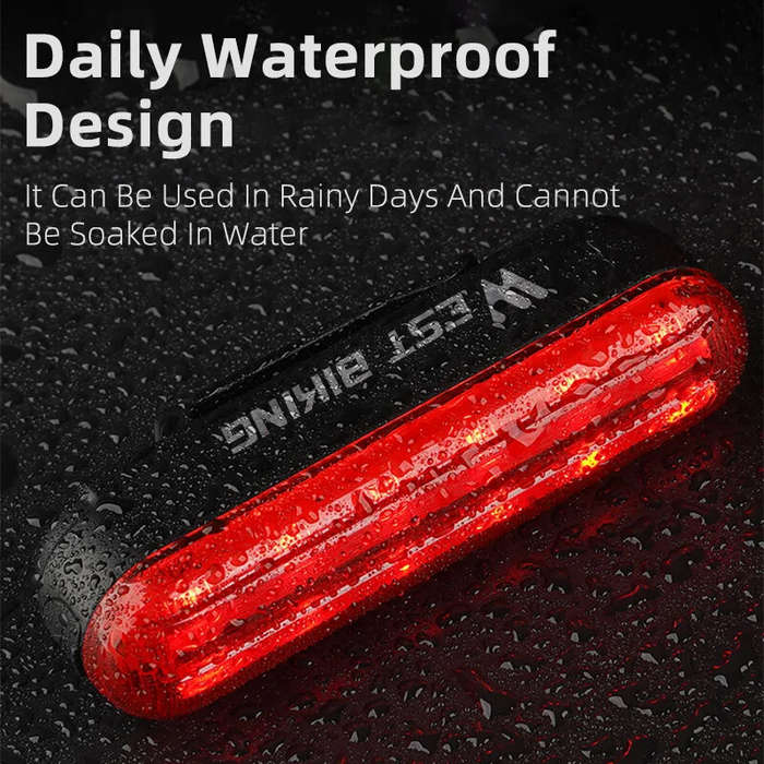 WEST BIKING Smart Brake Sensor Bike Taillight 450mAh Battery 3 Light Modes Type-C Rechargeable Water