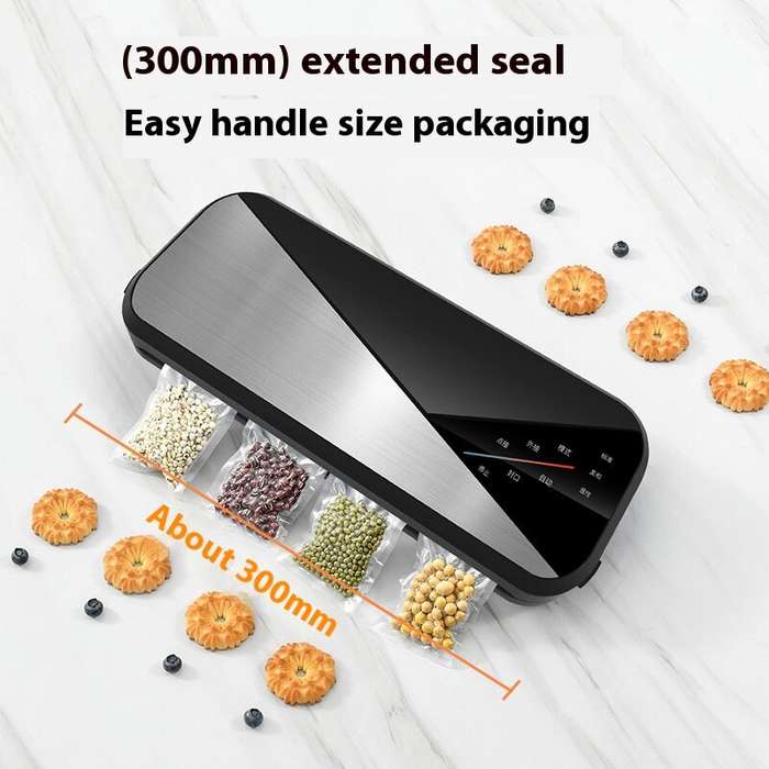 Black - Household Automatic Vacuum Sealer for Food Storage With 80kPa Powerful Suction Digital Displ