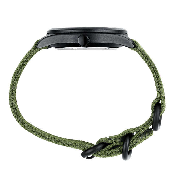 Black - BIDEN 12/24Hours Scale Calendar Quartz Watch Outdoor Sports Luminous Waterproof Nylon Strap