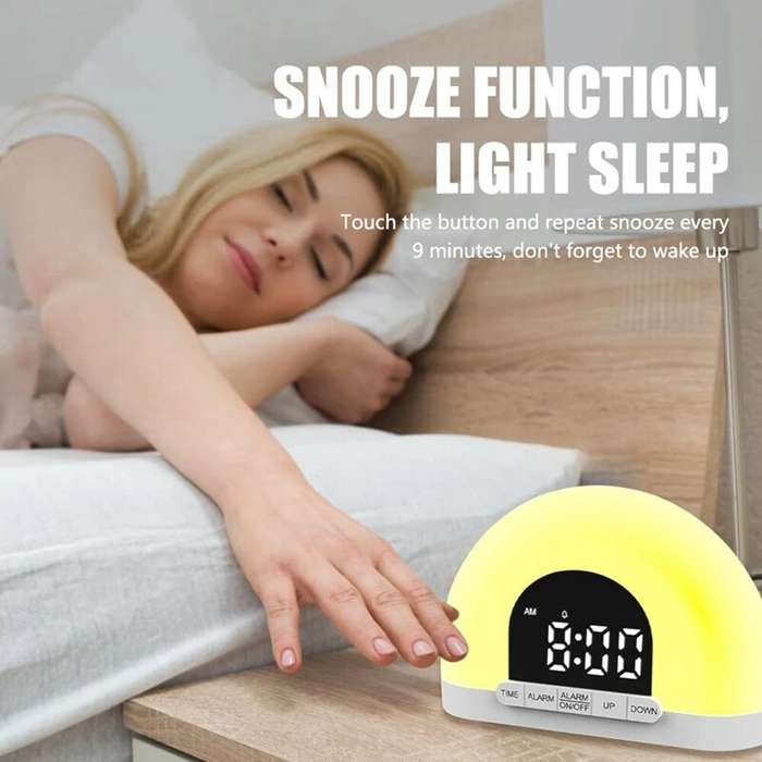 White - Simulated Sunrise Wake-Up Light Alarm Clock Wake-Up Light Simulates Sunrise Atmosphere Light