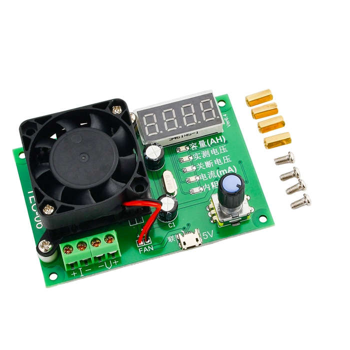 Green - TEC-06 Battery Capacity Tester 16W Electronic Load LED Display with Fan DAC Loop Control for