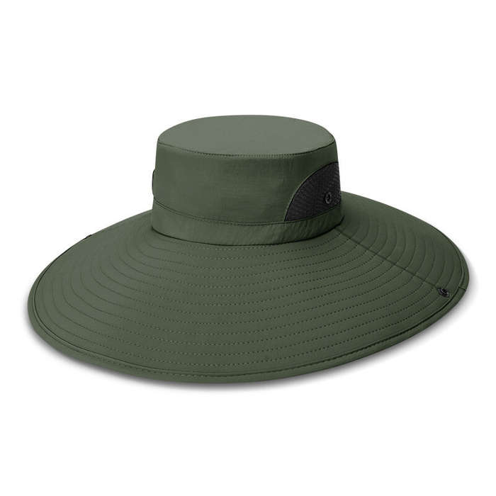 Grey - Summer Removable Face Neck Protection Breatha Climbing Hats Wide Brim Hat Men Outdoor Anti-UV