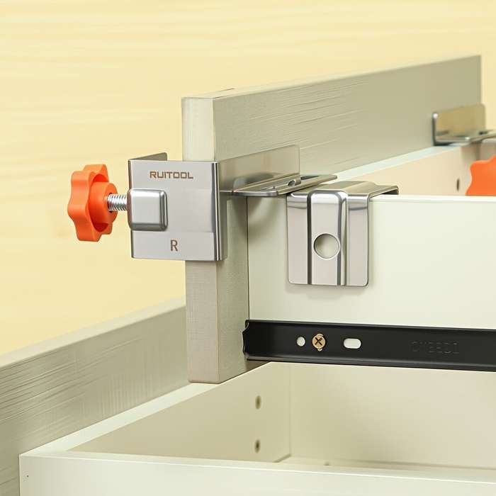 2 PCS - 2pcs Adjustable Drawer Front Clamps Stainless Steel DIY Cabinet Assembly No Tools Needed Fit