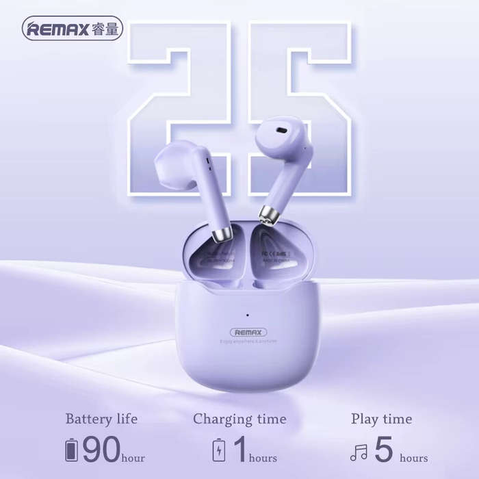 White - REMAXTWS-19 TWS Earbuds bluetooth Earphone 13mm Copper Coils Bass 25H Playback Low Game Dela