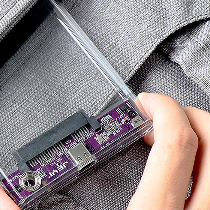 JEYI 2.5" Hard Drive Enclosure Clearly Case USB 10Gbps to SATA III/II/I External Hard Disk Case for