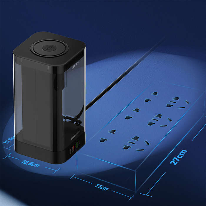 EU Plug - LDNIO SEW4485 2500W European Power Strip with 4 EU Outlets+4USB+15W Wireless Charger Suppo