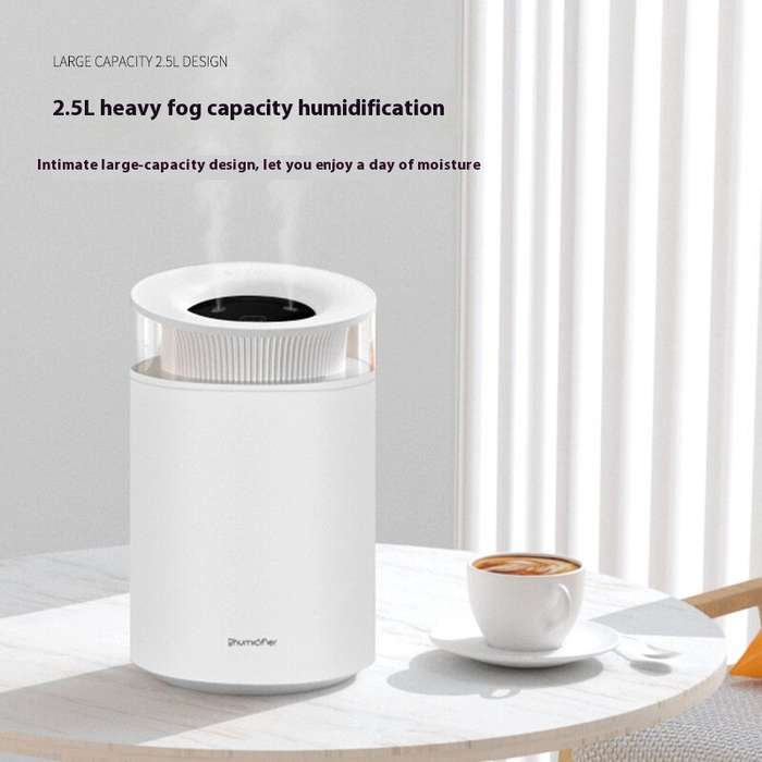White - 2.5L 7-Color LED Colorful Aromatherapy Humidifier Double-Mouth Large Spray Bedroom Atmospher