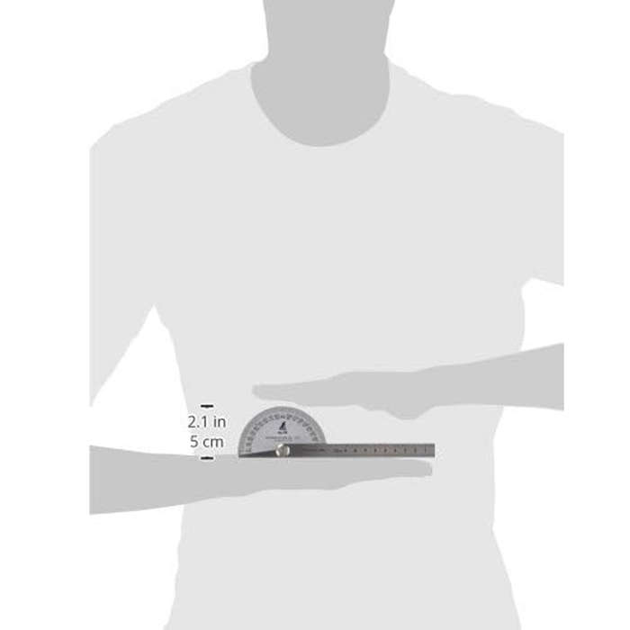 100mm - Shinwa Protractor Angle Ruler Silver 3.5 Inch Diameter 1-Degree Scale 2 Rods 6-Inch Length P