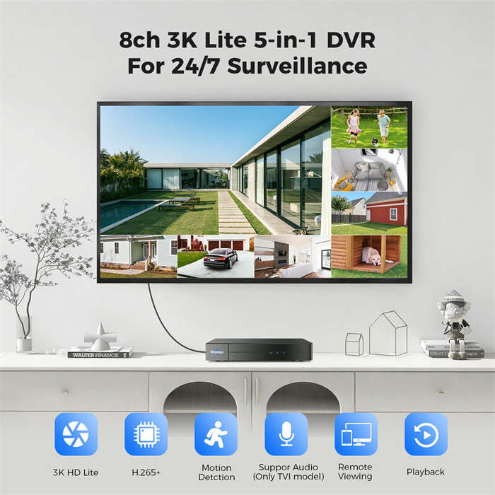 Hiseeu 3K 5MP 8 Channel H.265+ DVR Security Digital Video Recorder Advanced DVR with Person Vehicle