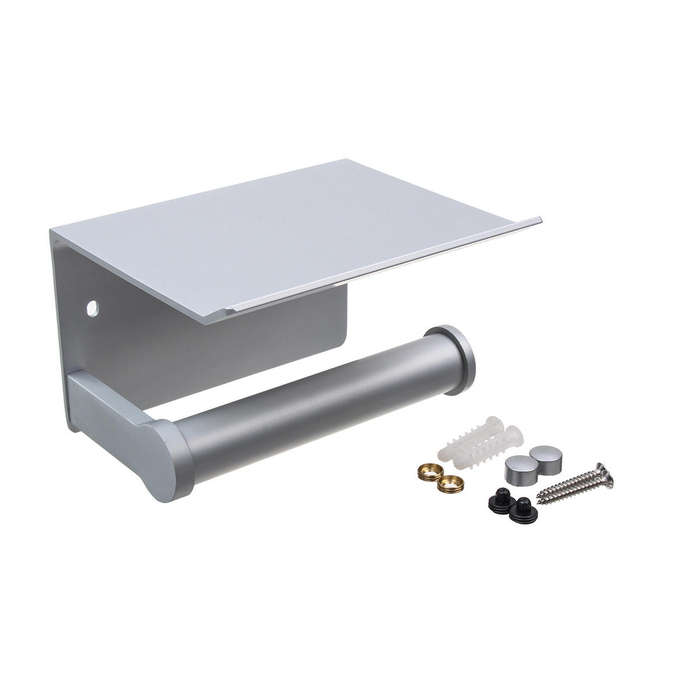 Grey - Wall Mounted Bathroom Toilet Roll Paper Shelf Holder Racks Toilet Roll Stand Phone