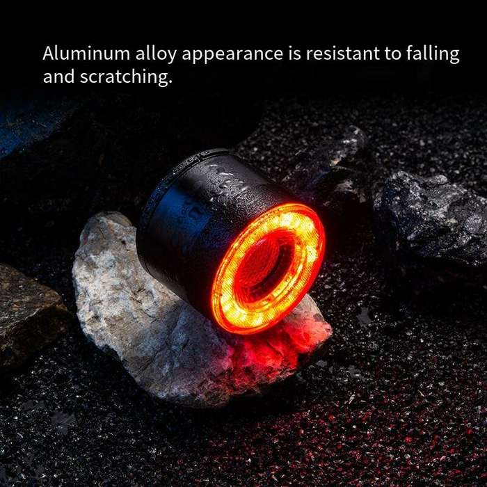 Black - BIKIGHT Wireless Smart Brake Sensing Bike Taillight 600mAh Battery 15 Light Modes USB-C Rech