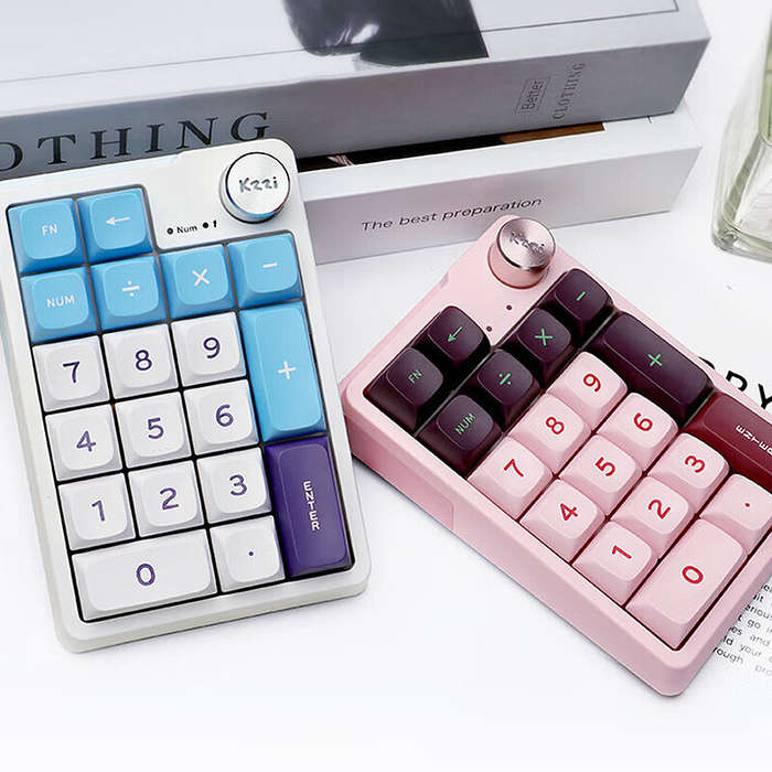 Blue - KZZI K20 19 Keys Tri-mode Wireless Mechanical Keypad with Knob Hot Swappable RGB Gaming Keybo