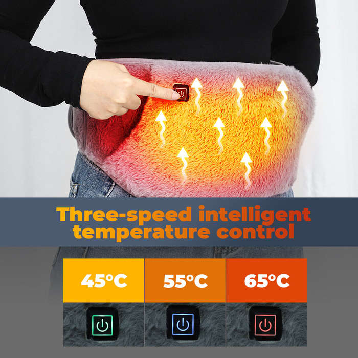Gray - Heated USB Waist Belt 3 Adjustable Temperatures Warm Waist Belt Electric Heating Waist Belt C