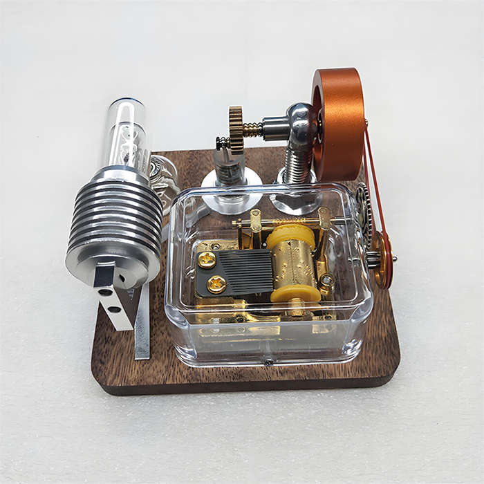 Silver - SH-016 Mechanical Music Box Stirling Engine Model Science Discovery Toys