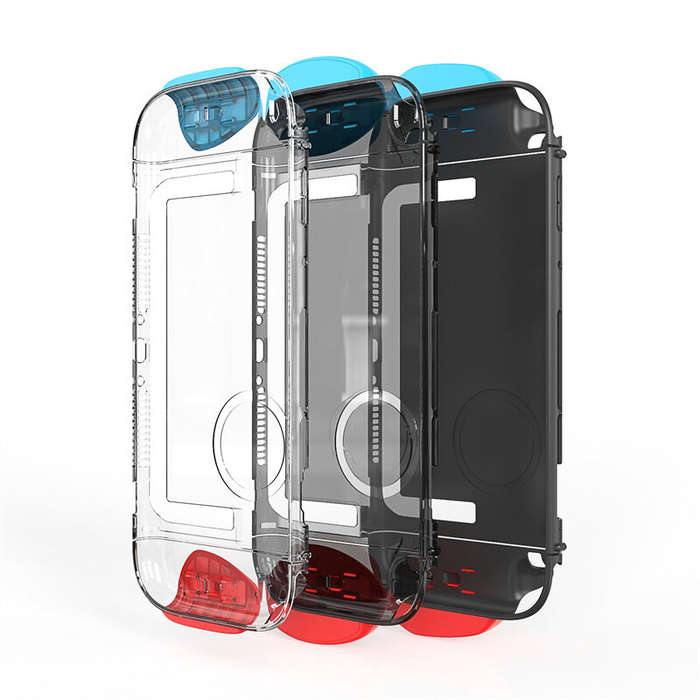 Transparent Shell+Blue/Red Grips - YZC-509 Switch2 PC Protective Shell Scratch-Resistant Ergonomic G