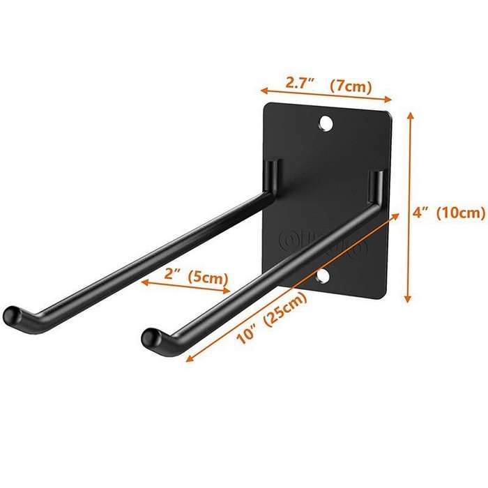 Black - Heavy Duty Iron Wall Mounted Tool Rack Supports Up to 40lbs Compact Space Saving Organizer f