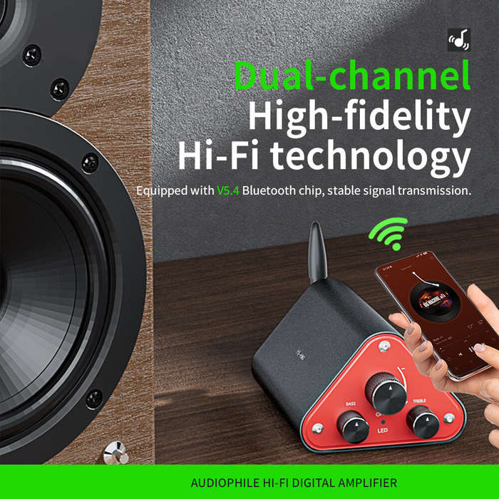 EU Plug - YS-HM3 Hi-Fi Stereo Digital Power Amplifier 50W+50W Bluetooth 5.4 Zinc Alloy Shell Hi-Fi S