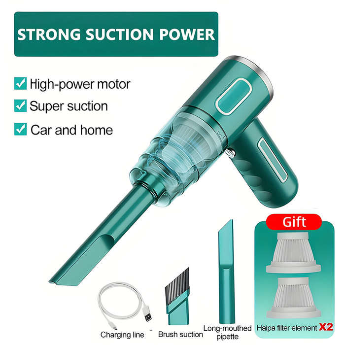 Green - 5000pa Small Handheld Car Vacuum Cleaner 120W Household Suitable For Cleaning Cars, Workshop