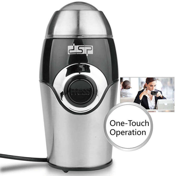 Red - DSP 200W Household Small Coffee Grinder 304 Stainless Steel Blade Electric Bean Grinder Fully