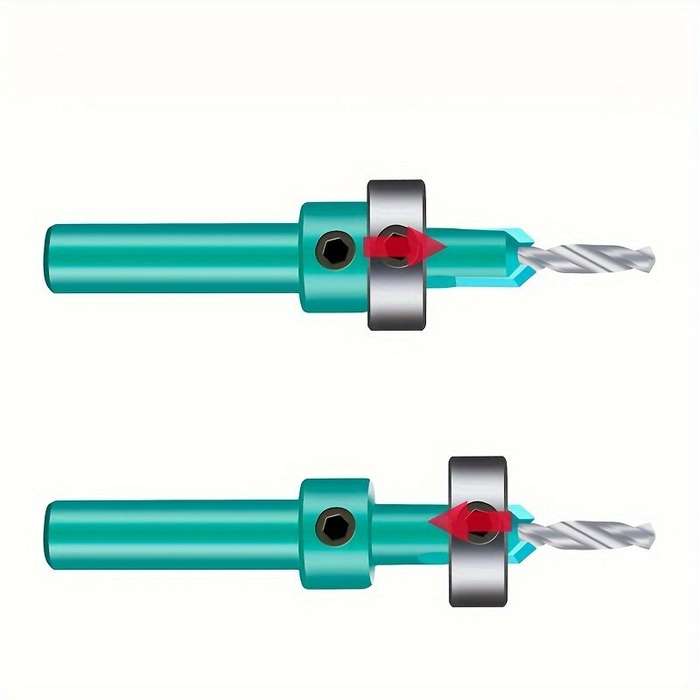 5Pcs - 5PCS 8mm Shank HSS Precision Countersink Drill Bit Set with Adjustable Depth Stop for Woodwor
