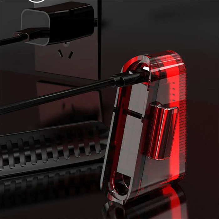 Red - BIKIGHT Smart Bicycles Taillight 5 Modes Brightness 300mAh Battery Type-C Rechargeable Waterpr