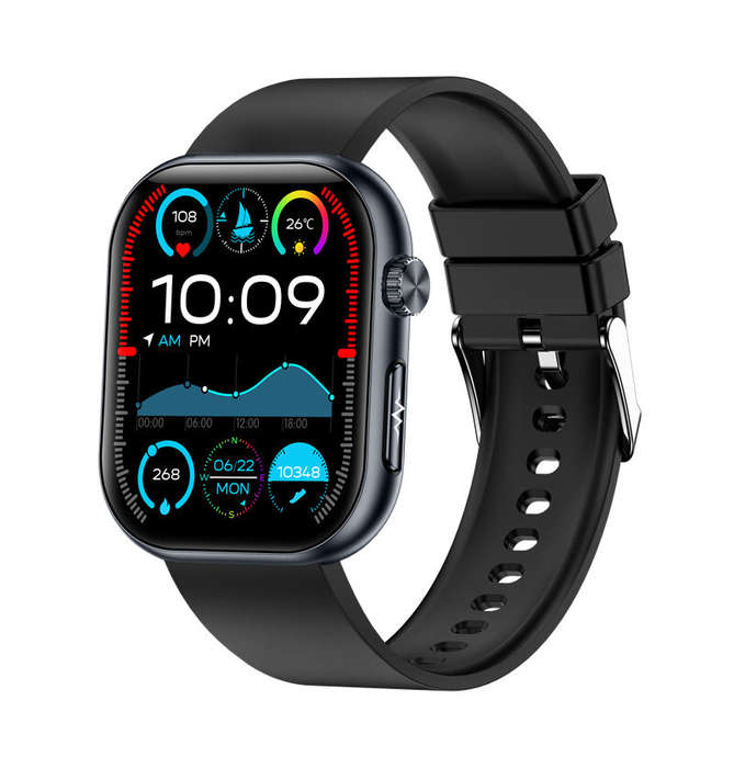 Blue - ET587 1.96inch AMOLED Display ECG Function Micro-physical Examination SOS Emergency bluetooth