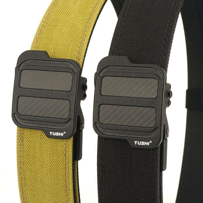 Dark Grey - TUSHI 120cm Length Outdoor Shooter Belt Double Layered Quick Release Nylon Waist Belt fo