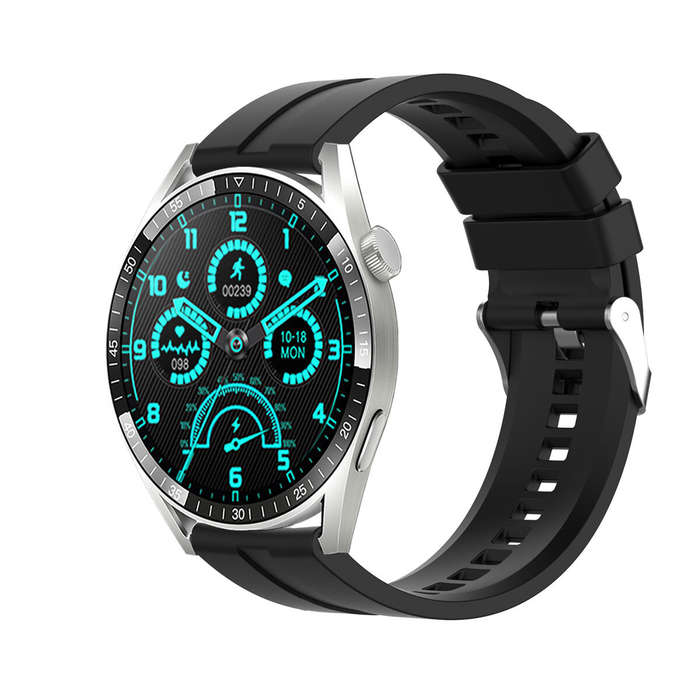Black - 22mm Universal Silver-Buckle Silicone Watch Strap Sweat Water-Resistant Soft Comfortable for