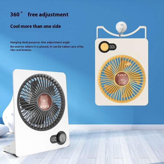 White - USB Desktop Fan Wall-Mounted High Wind Power 100-speed Adjustment USB Electric Fan 180 Adjus