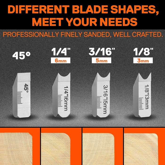 Orange - JORGENSEN Chamfer Plane Edge Corner Plane 4 Cutter Heads Woodworking Tool with Adjustable D
