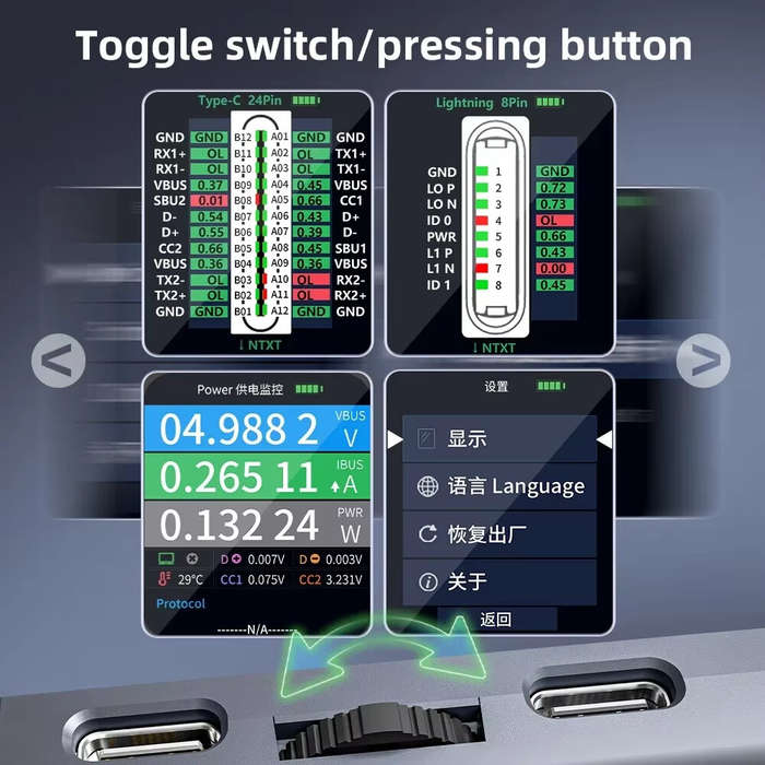 Black - iBridge A3 Tail Plug Comprehensive Analysis Tester Multi-Device Compatibility Type-C USB Aut
