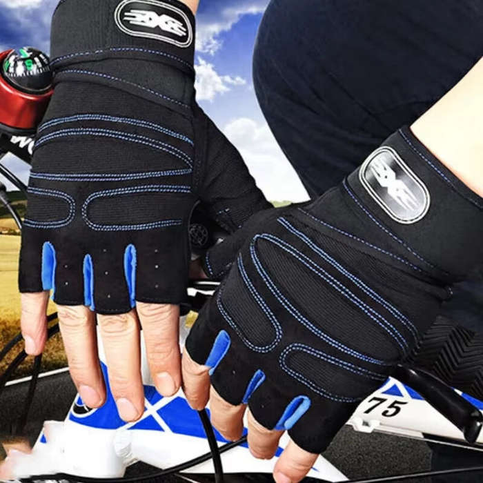 L - XANES Cycling Gloves Fitness Weight Lifting Wristband Half Finger Gloves Body Building Training