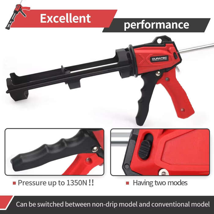 Red - 1350N Rotatable Caulking Gun Manual Glue Sealant Gun Finishing Tools Glass Corner Seam Filling