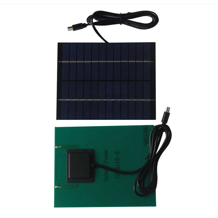 6V - 2W Solar Panel Type-C Polycrystalline Silicon High Conversion Efficiency 6V/12V Compact Lightwe