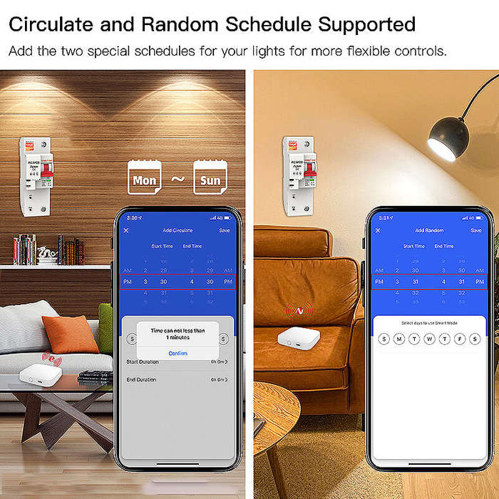 80A - MoesHouse Tuya 80A 2P Smart WiFi Circuit Breaker APP Remote Control Schedule Setting Voice Con