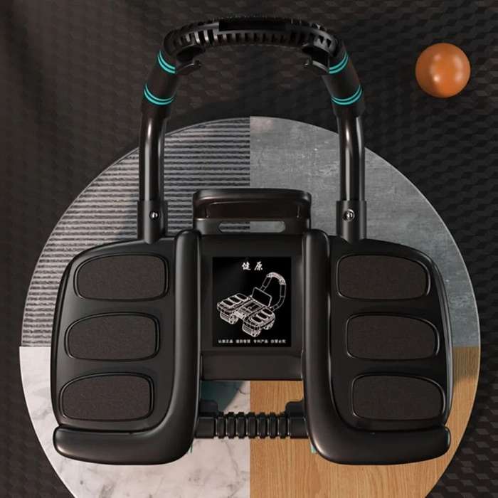 Orange - KALOAD 4 Wheel Smart Abdominal Exerciser with Phone Holder 6 Elbow Support Intelligent Brak