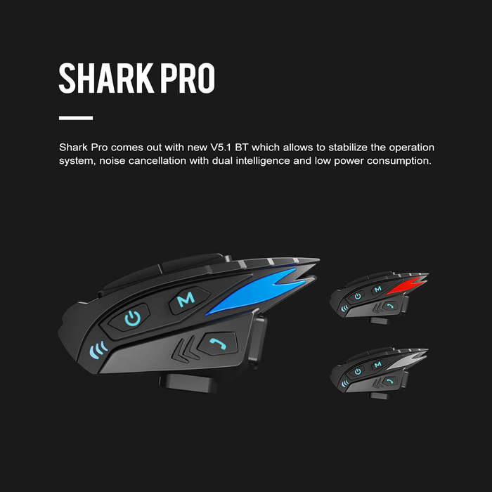 Blue - Sharkpro 2000M 8 Rider Motorcycle Helmet Intercom bluetooth 5.1 Headset Cycling Helmet Qualco
