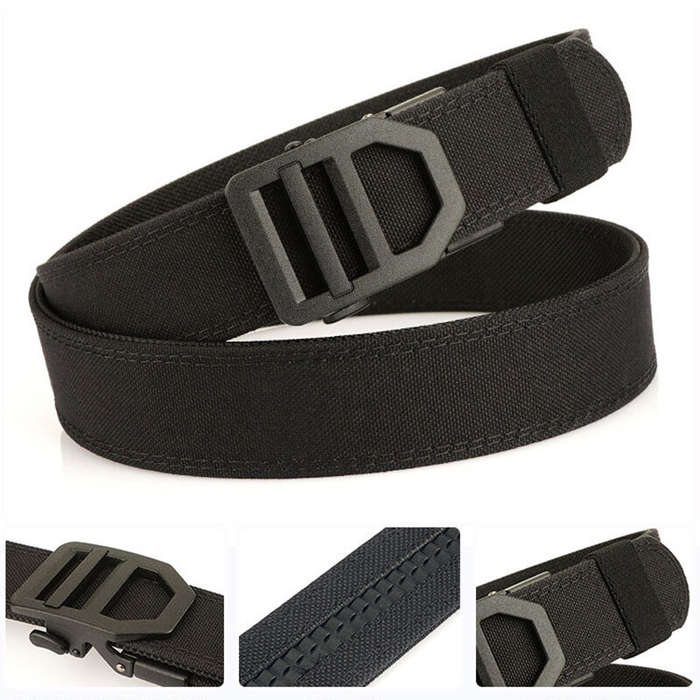 Army Green - TUSHI 120cm Length Fashion Automatic Buckle Military Tactical Belt Thick Canvas Webbing
