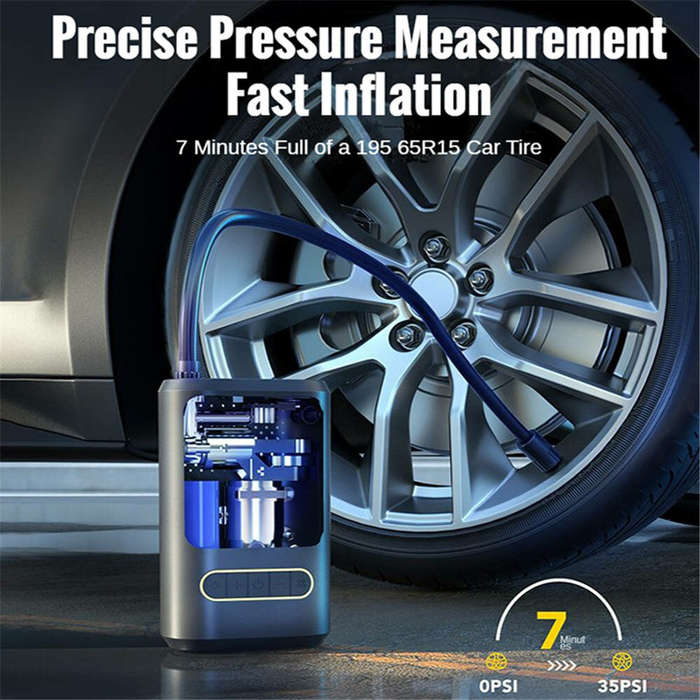 Tire Inflator Portable Air Compressor 150PSI Cordless Air Pump with LCD Dual Screen Suitable for Car