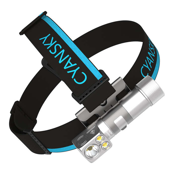 Silver - Cyansky HS7R 2800 Lumens Powerful 2 in 1 LED Flashlight Headlamp Spotlight and Floodlight H