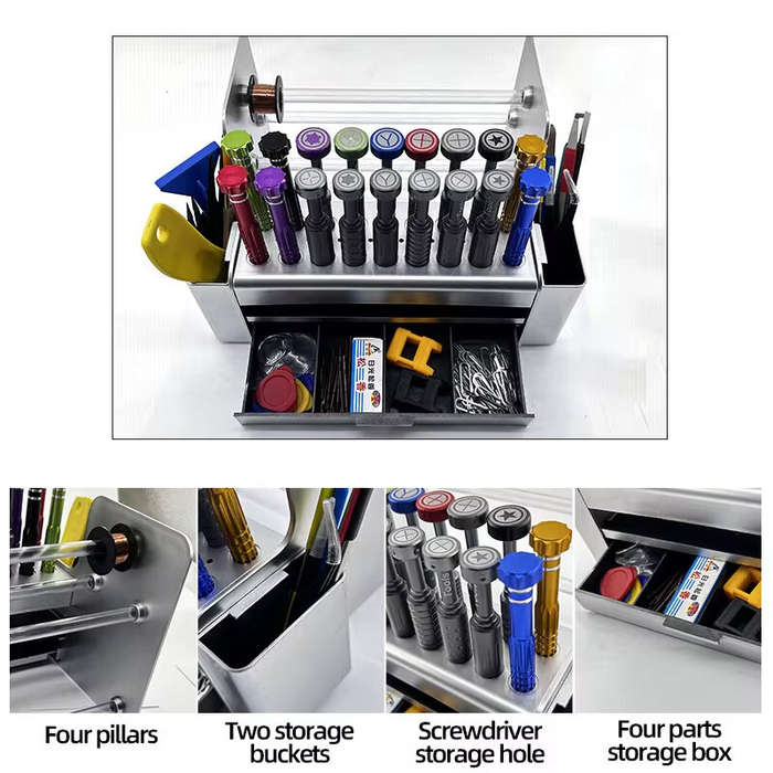 Mobile Phone Screwdriver Storage Box Multi-Functional Compartments Portable Design Tool and Componen